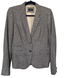 J.Crew Tall Gray Wool-Silk Blazer Jacket | Size 10 Tall | Tailored Fit